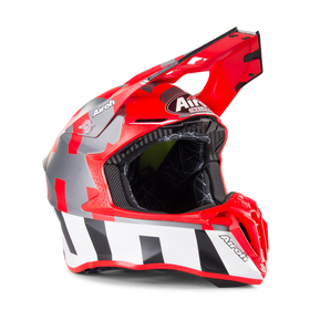 Red Airoh Motocross Helmet