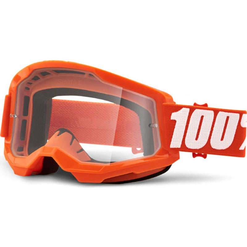100% Strata 2 Orange Clear Lens Goggles