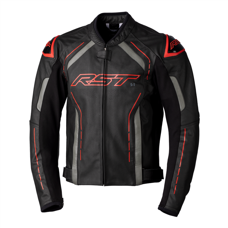 Rst S1 Ce Mens Leather Jacket Black/grey/red