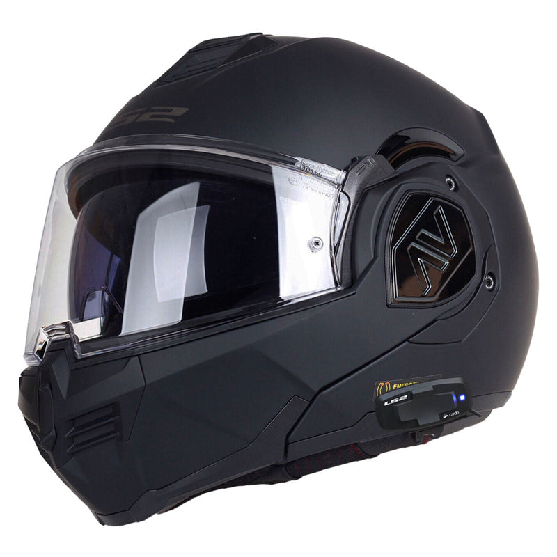 LS2 FF906 4X UCS ADVANT Matt Black Modular Motorcycle Helmet with Cardo 4X Intercom