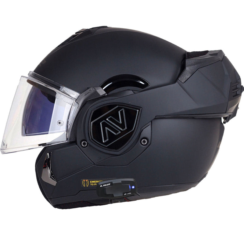 LS2 FF906 4X UCS ADVANT Matt Black Modular Motorcycle Helmet with Cardo 4X Intercom