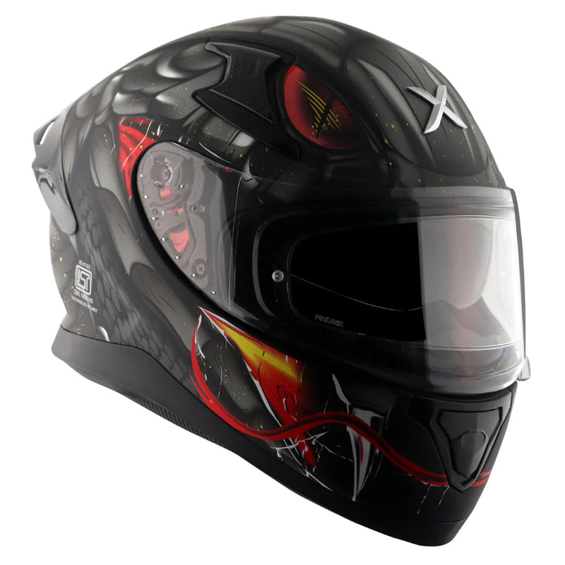 Axor Apex Full Face Helmet  Venomous Black Grey Matt