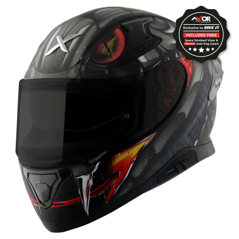 Axor Apex Full Face Helmet  Venomous Black Grey Matt