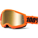 100% Strata 2 Neon Orange Gold Mirror Lens Goggles