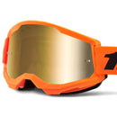 100% Strata 2 Neon Orange Gold Mirror Lens Goggles