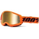 100% Strata 2 Neon Orange Gold Mirror Lens Goggles