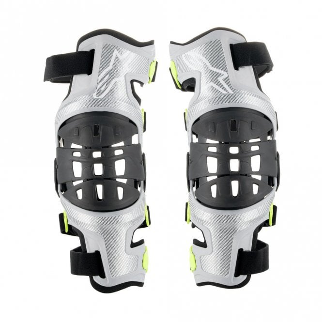 Alpinestars Bionic-7 Knee Brace Set - Large - Silver / Yellow Fluo