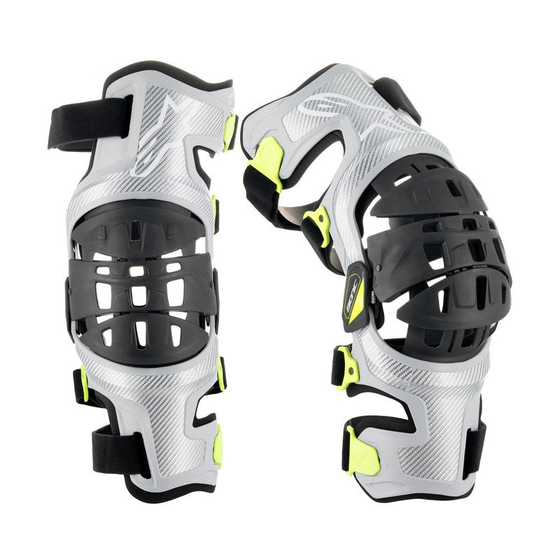Alpinestars Bionic-7 Knee Brace Set - Large - Silver / Yellow Fluo