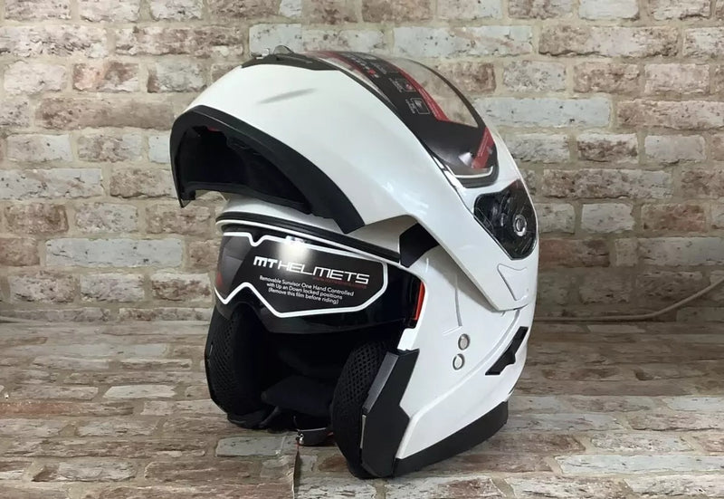 MT Flux Flip Front Helmet - Gloss White - SMALL