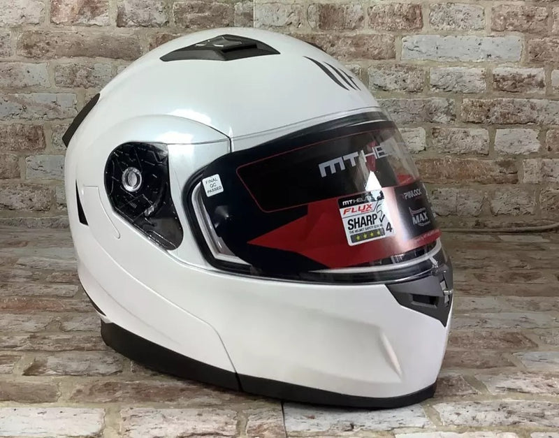 MT Flux Flip Front Helmet - Gloss White - SMALL