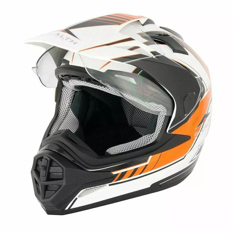 Stealth Adventure Helmet Black White Orange X-Large