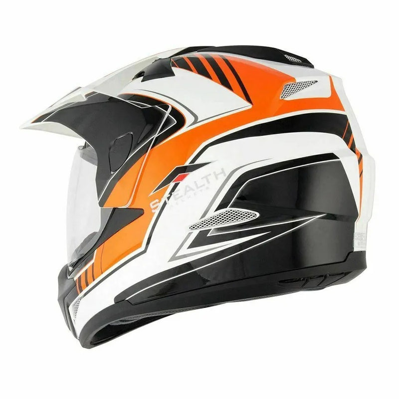 Stealth Adventure Helmet Black White Orange X-Large