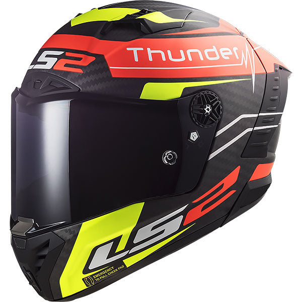 LS2 FF805 Thunder Plus Carbon 22.06 - Attack Matt Red / Hi Viz Yellow - X-LARGE