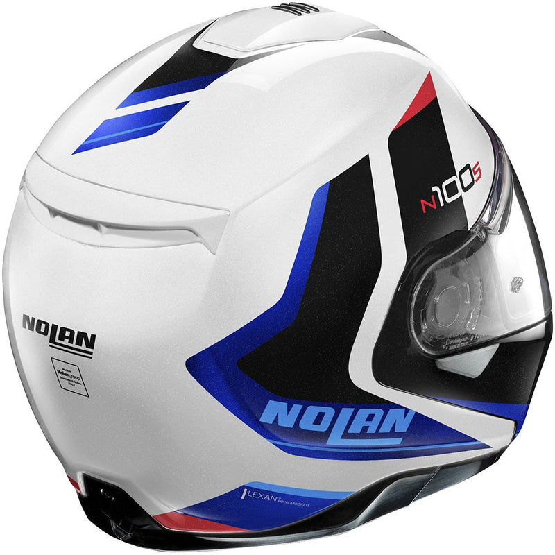 Nolan N100-5 N-Com - Hilltop Metal White / Blue / Red