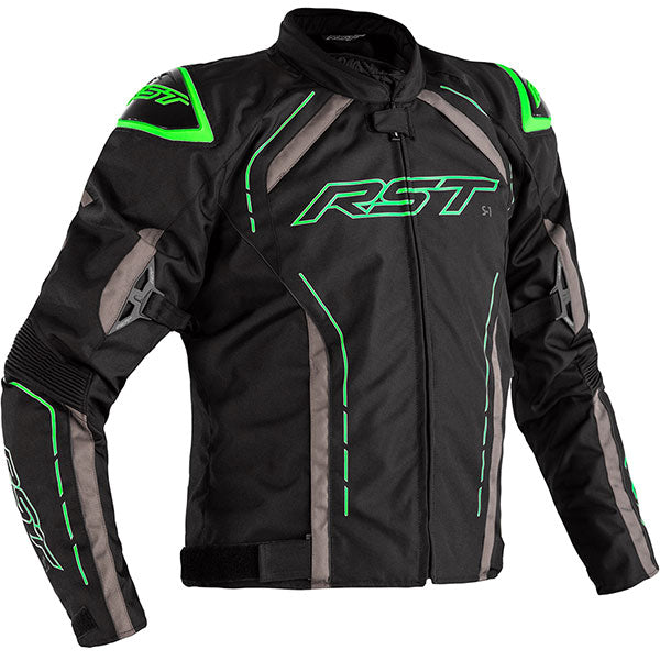 RST S-1 CE Textile Jacket - Black / Grey / Neon Green