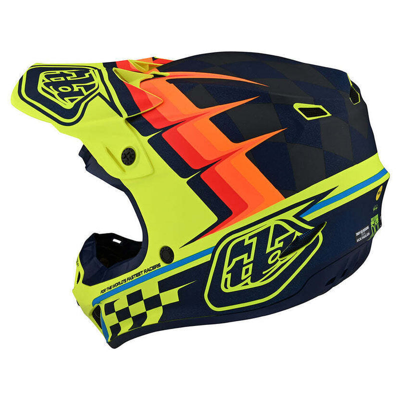 Troy Lee Designs SE4 Warped Yellow MX Helmet