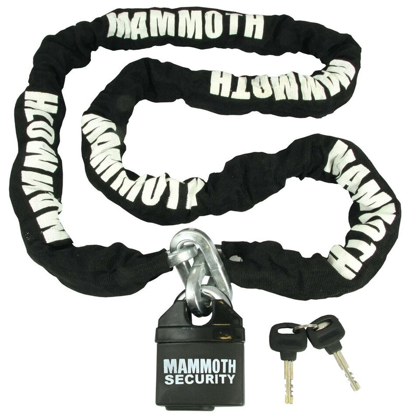 Mammoth Motorcycle Chain Padlock 1.8 Metre + Ground Anchor Pack Security Set