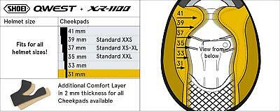 Genuine SHOEI XR-1100 / Qwest Spare Cheek Pads – XR-1100 / Qwest – Type B - Last Years Gear Store