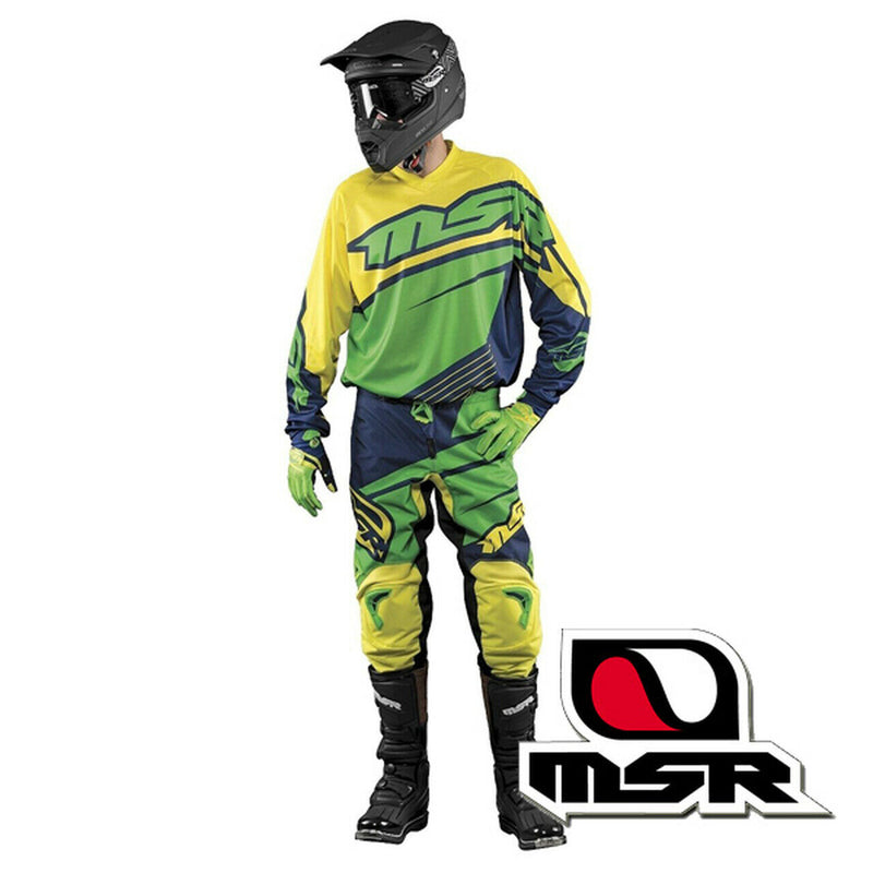 MSR Motocross Pants AXIS Blue/Green/Yellow MX Dirtbike Off Road Enduro Pants - Last Years Gear Store