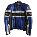 Men's Leather Motorcycle Jacket Blue Medium