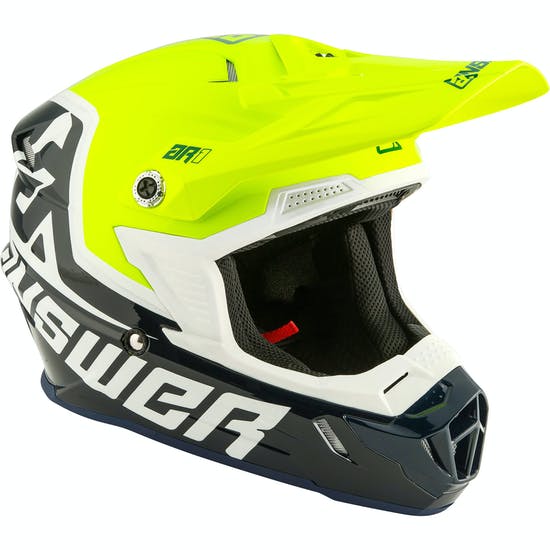Answer AR-1 Voyd Midnight Hyperacid White Youth Motocross Helmet